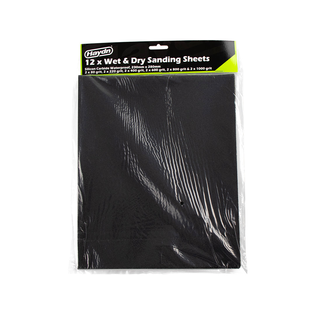 Sandpaper Wet and Dry 12pk Mixed Grit
