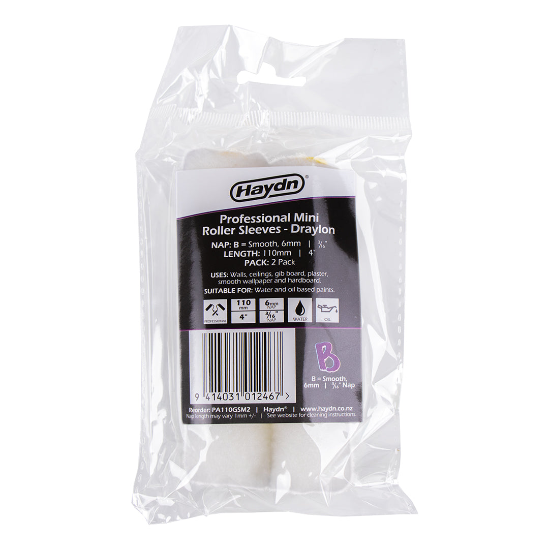 Mini Professional Draylon 6mm Smooth Roller Sleeve