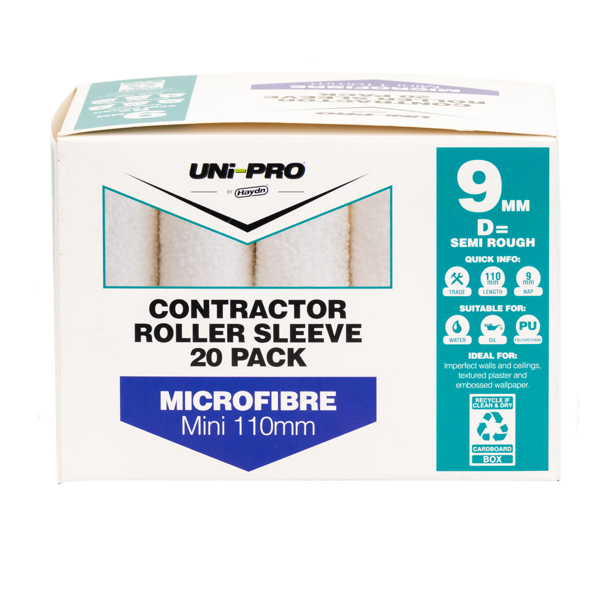Mini Trade Microfibre 9mm Semi Rough Roller Sleeve 20 pack