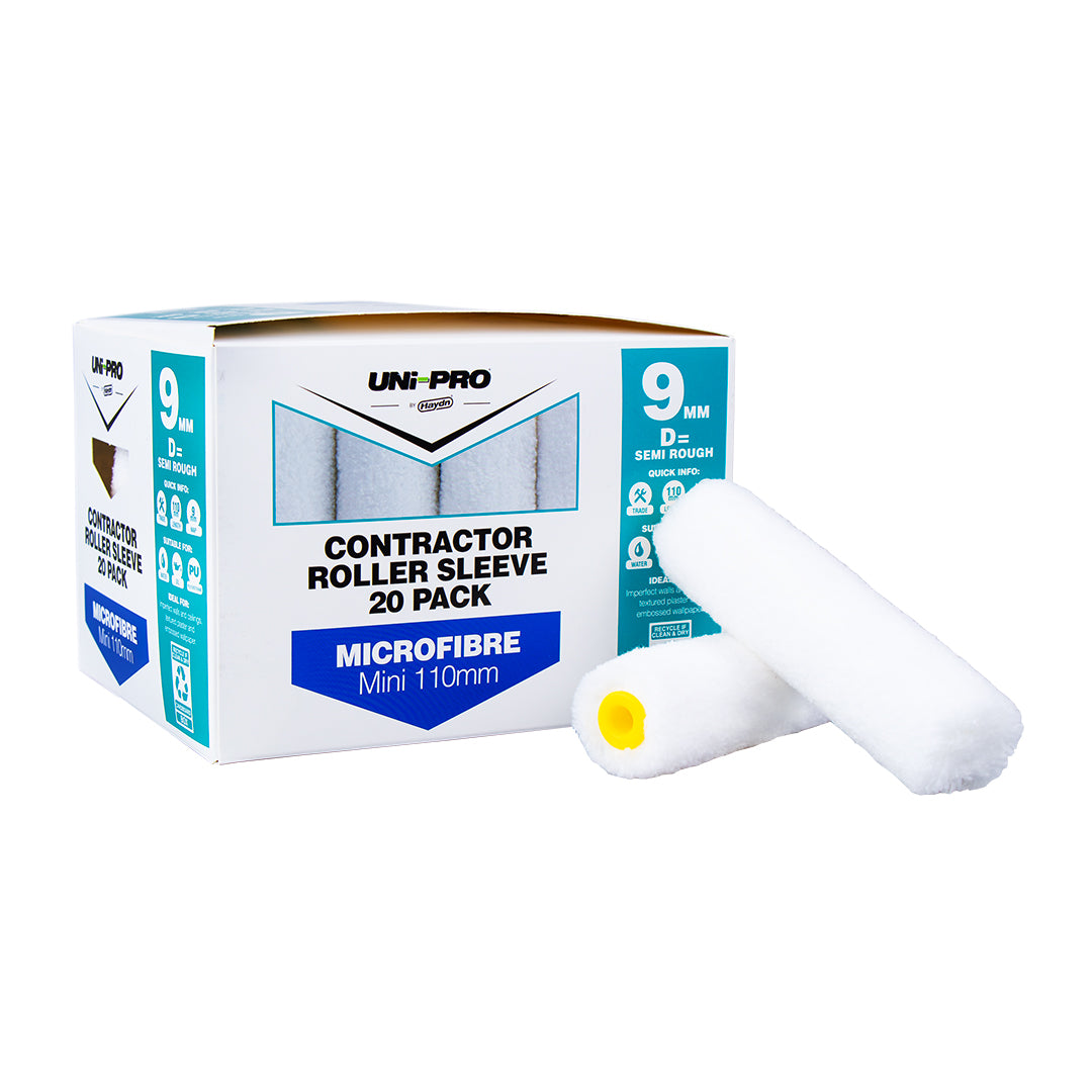 Mini Trade Microfibre 9mm Semi Rough Roller Sleeve 20 pack