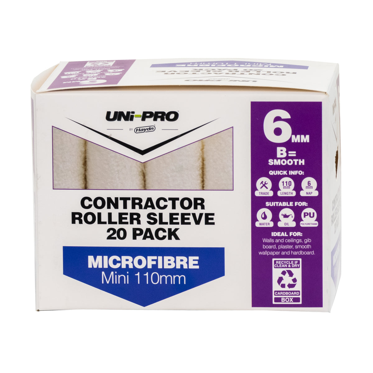 Mini Trade Microfibre 6mm Smooth Roller Sleeve 20 pack