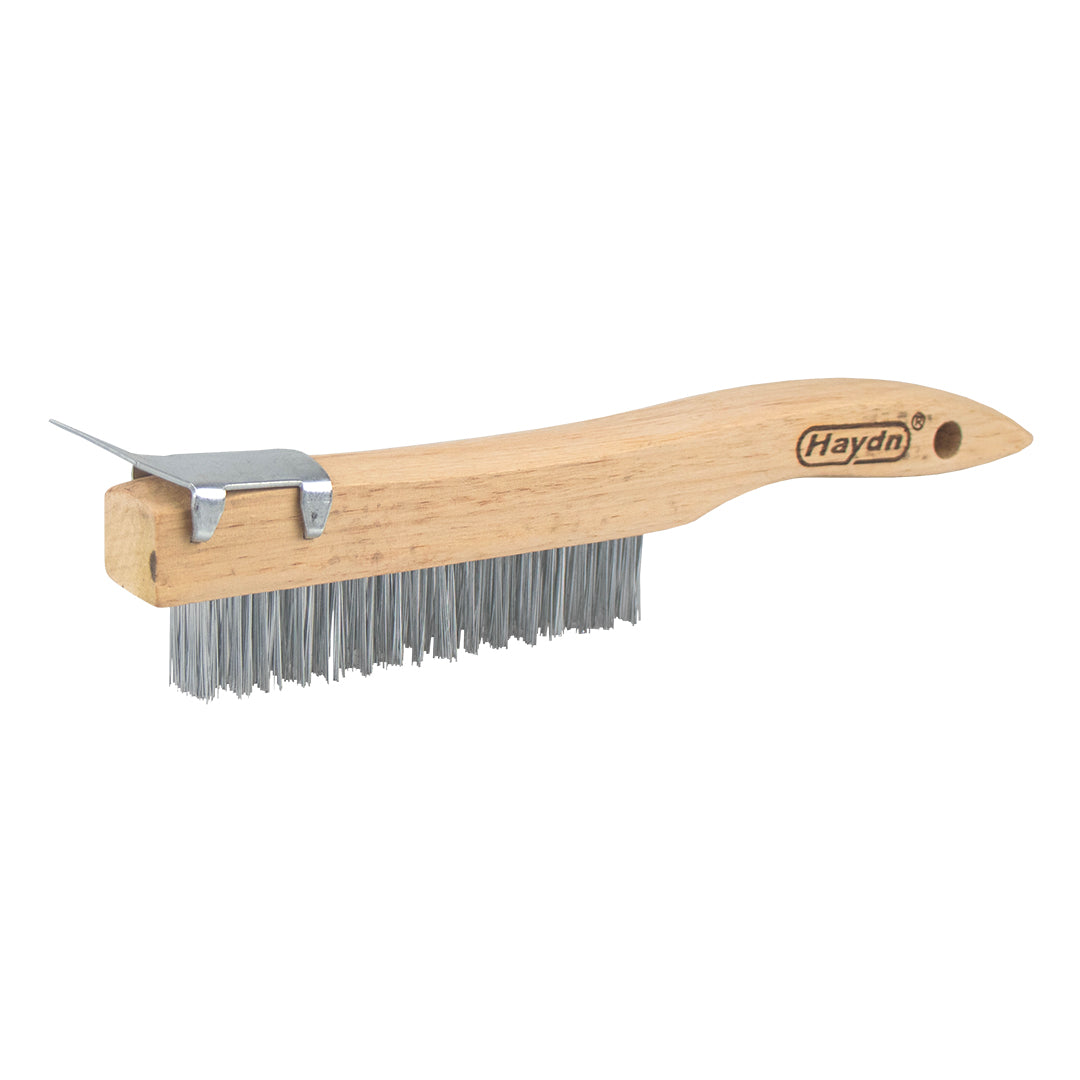 Haydn Wire Brush 4 Row Wooden Handle with Scraper
