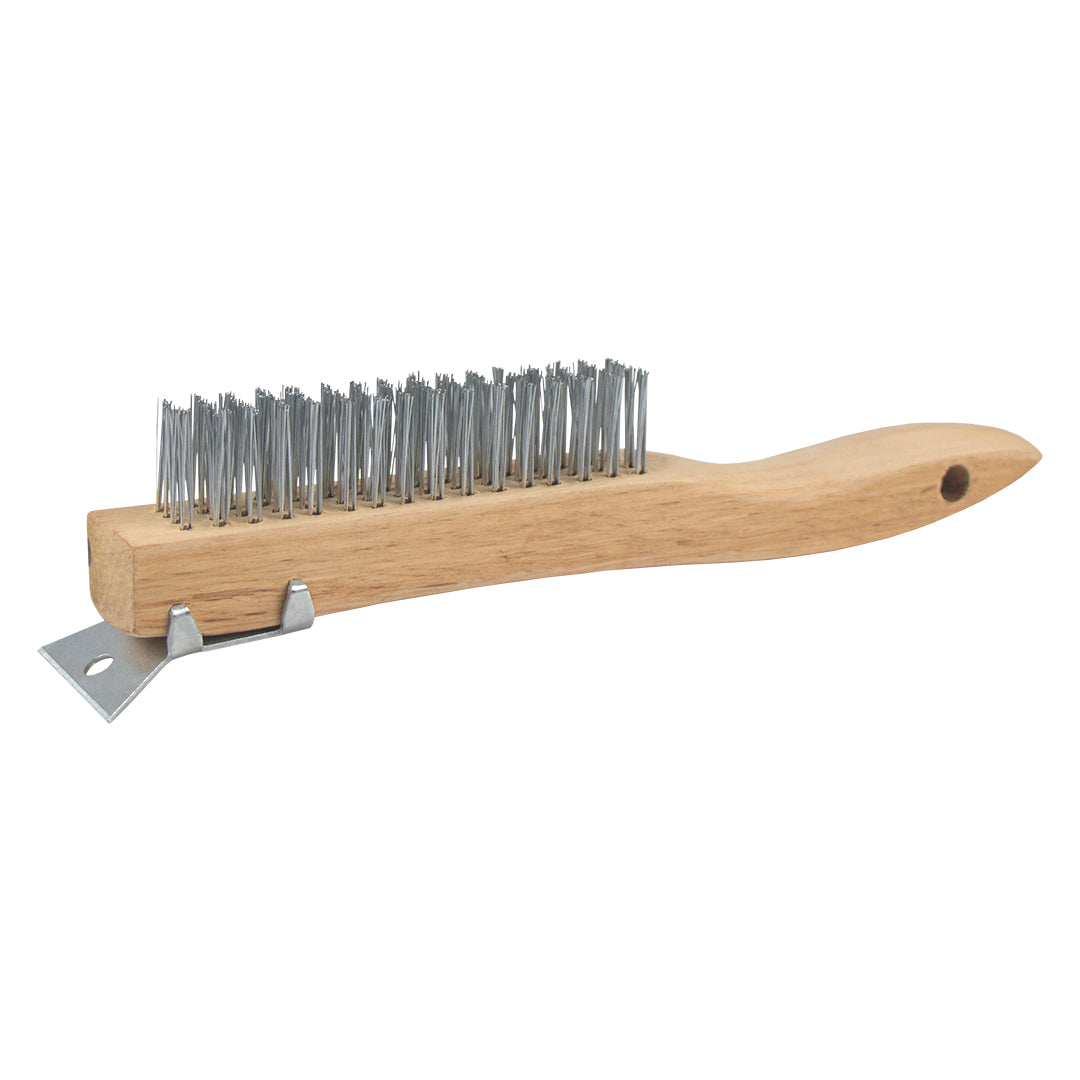Haydn Wire Brush 4 Row Wooden Handle with Scraper