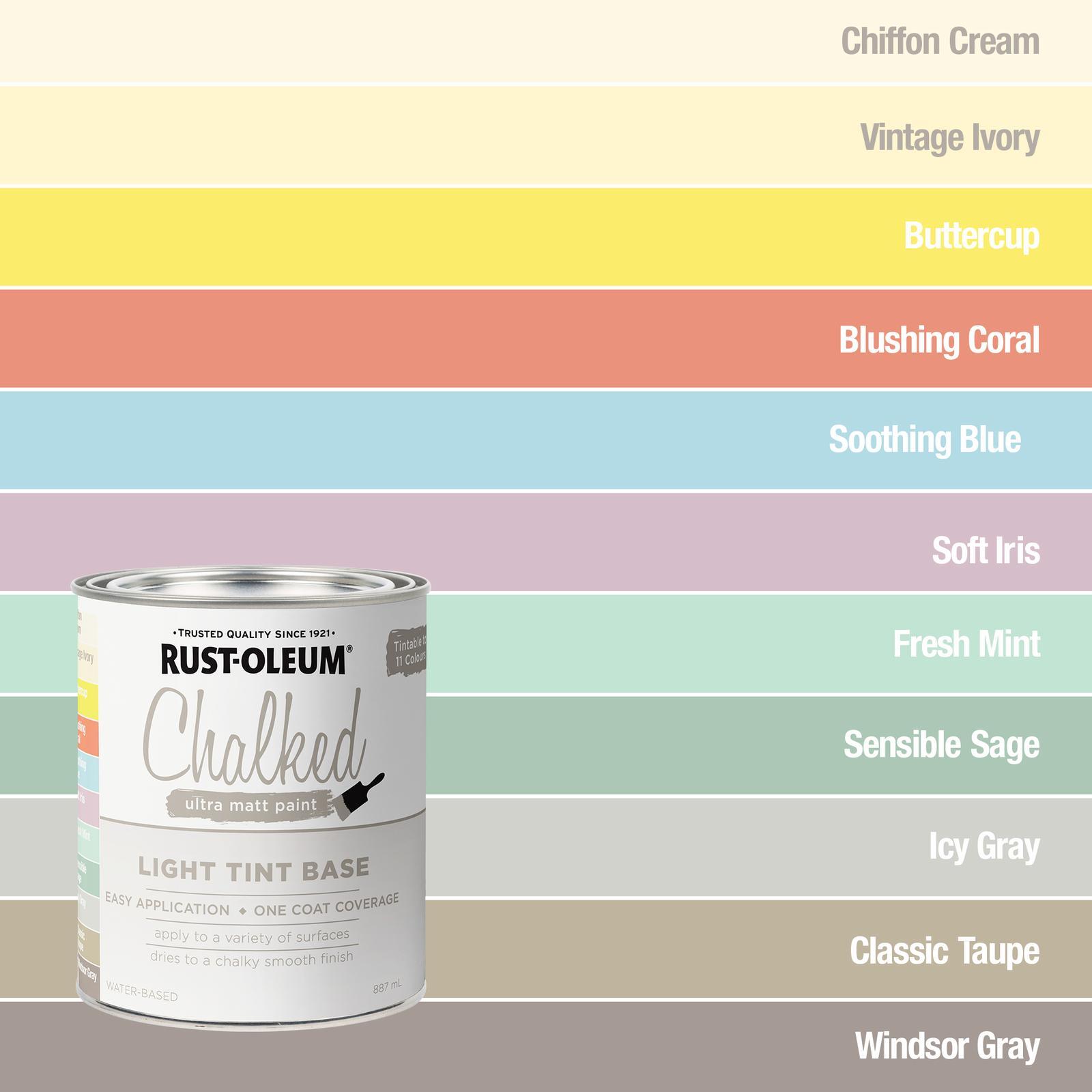 Rust-Oleum Chalk Chalky colour chart  Rustoleum chalk paint colours, Rustoleum  chalk paint, Chalk paint colors